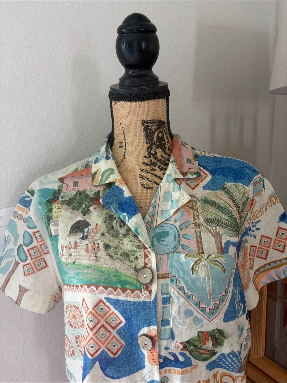Cropped Tropical Print Button-Front Jacket - Multi - Picture 2 of 6